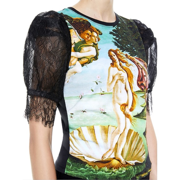 Alice + Olivia Posey Lace Puff Sleeve Blouse Tee Top - Picture 6 of 16